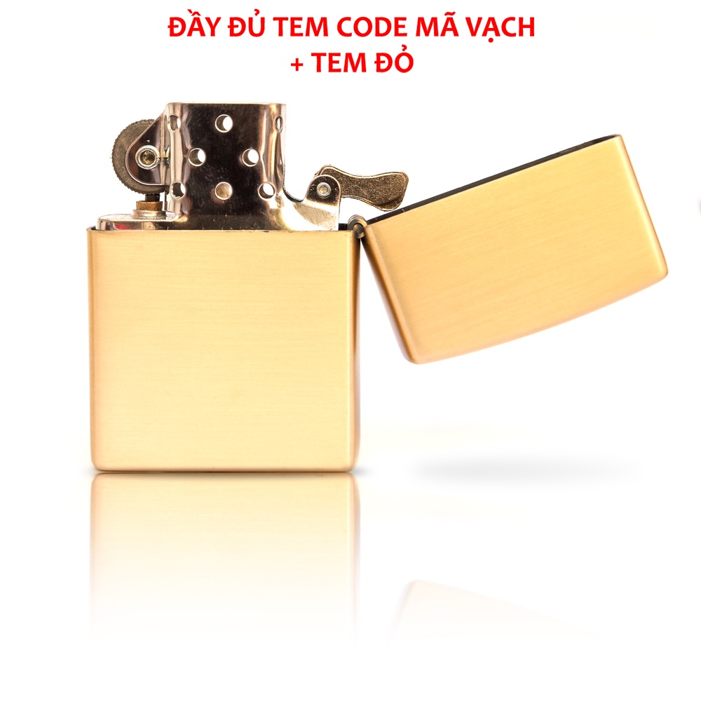 Bật zippo gold, hộp quẹt lõi vàng vỏ dày High Polished Brass- KenZ