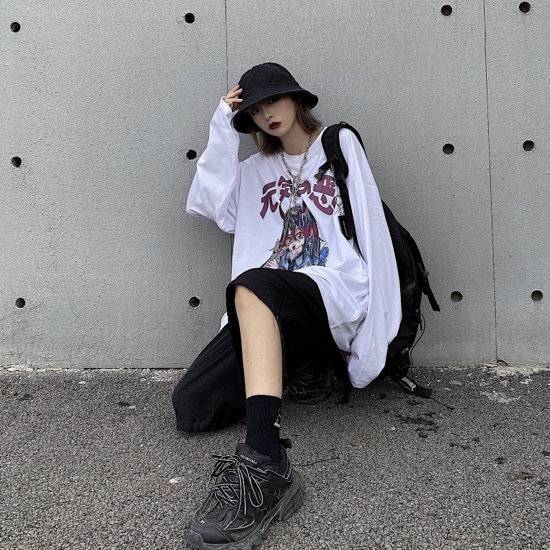 Áo thun tay dài form rộng GENKINO NEKO.SG, Áo thun Streetwear ulzzang SWT21