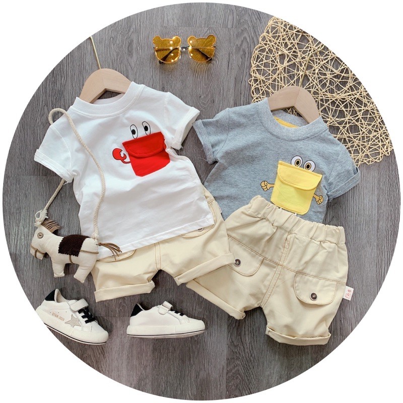 SBT2217 SET ÁO COTTON TÚI HỘP HÌNH CUA BT