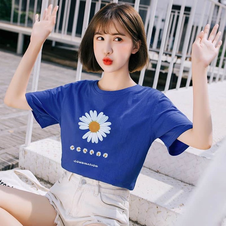 Áo Thun Nữ FREESHIP Áo Phông Nữ in hoa cúc, sắc nét, màu bền, vải mát, chất mịn Mã: S87