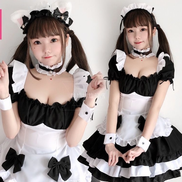 Váy maid cosplay đáng yêu 2 nơ - hóa trang hầu gái Nhật Bản mẫu 2022 | BigBuy360 - bigbuy360.vn