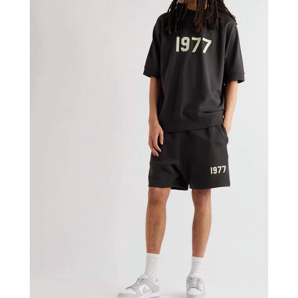 Áo thun FOG FEAR OF GOD ESSENTIALS 1877 tay ngắn dáng rộng phong cách đường phố cho cặp đôi