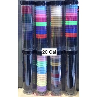 Hộp 20 cái thun len cột tóc đủ màu xịn xò,dây len cột tóc xinh xắn