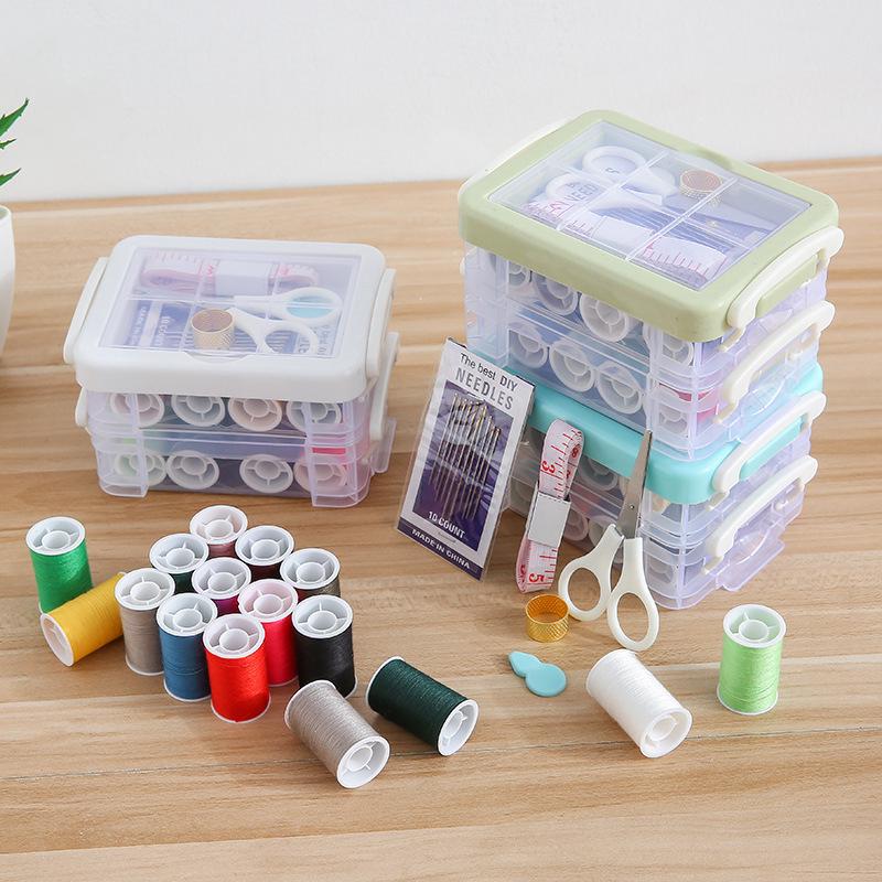 Household sewing box set free shipping hand-sewn portable small sewing kit female student dormitory plastic thread box