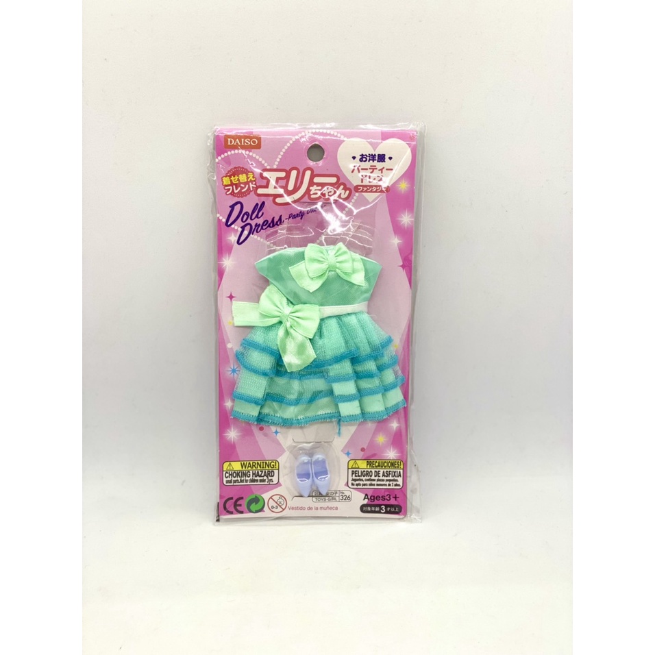 Daiso Đồ Chơi Trang Phục Cho Búp Bê Set Đầm Nơ Cột Eo &amp; Giày