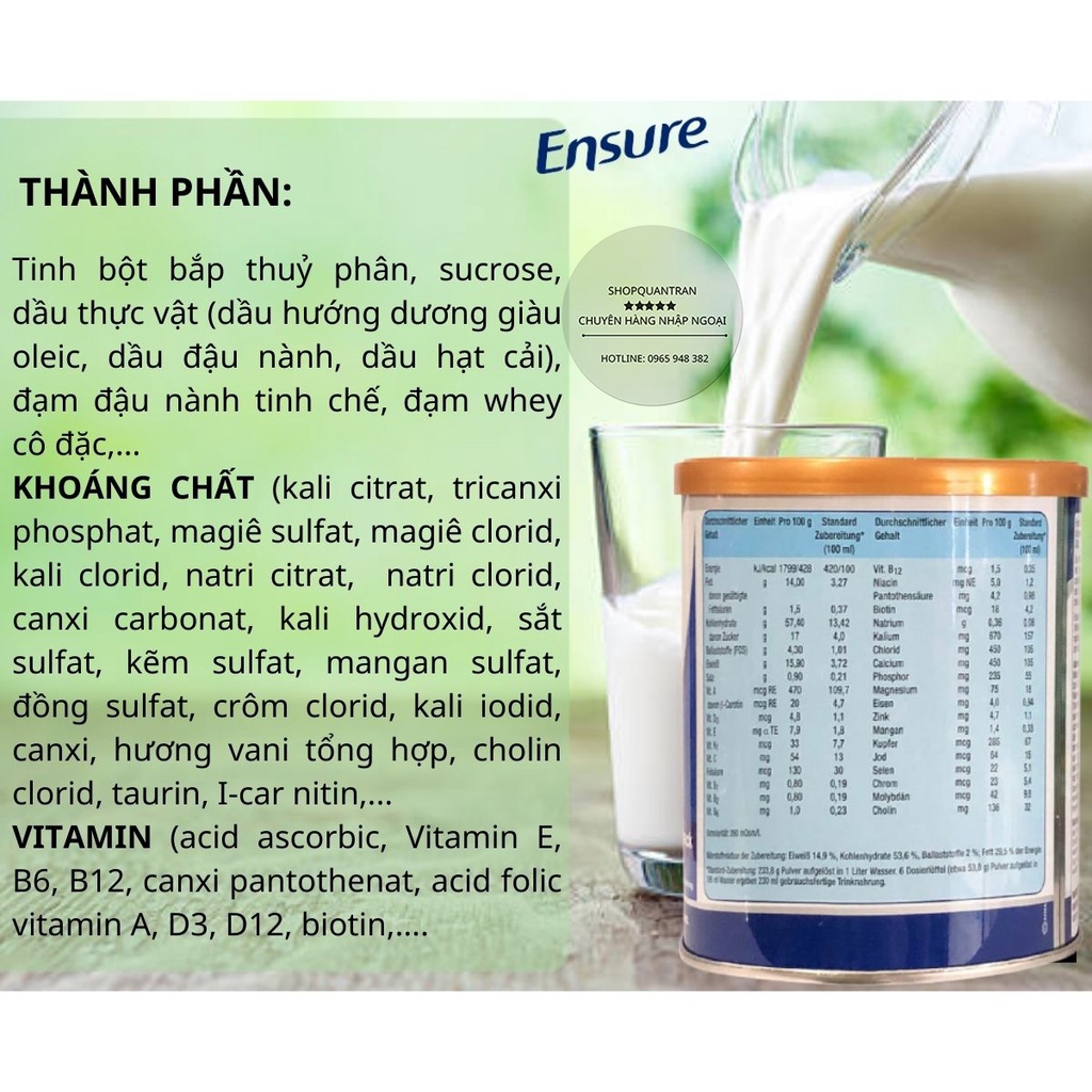 Sữa Ensure Đức 400g (Date Mới) Hương Vanila Chính Hãng Giá Tốt  Mamababyvn