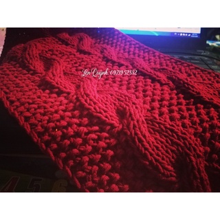Khăn len handmade kiểu đan vặn thừng hạt gạo