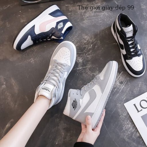 Giày nữ thể thao -  giày sneaker Jordan cao cổ có 3 màu xám, đen, hồng siêu xinh  mẫu hot trend mới nhất 2021