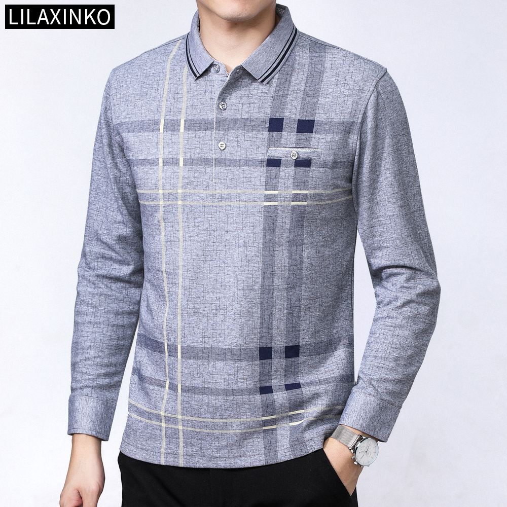 Áo Thun Polo Cotton Tay Dài Kẻ Sọc 3 Màu Thời Trang Thu Đông Cho Nam