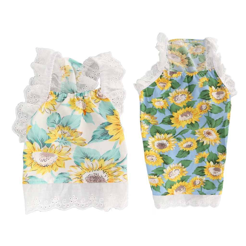 Oxygen072 Áo Cho Chó Mèo Thú Cưng Mùa Hè Pet Sunflower Skirt Bảo vệ ánh nắng Mặt trời Thoáng khí Mềm mại Dễ thương Váy Mèo Mùa hè cho Chó và