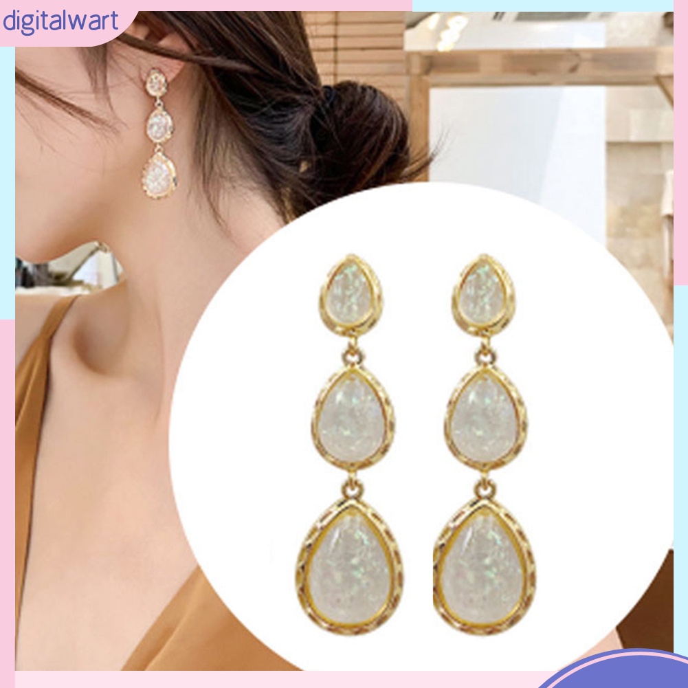 Đôi Khuyên Tai Dáng Dài Hình Giọt Nước Đính Đá Thời Trang Cho Nữ