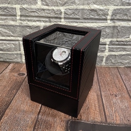 Hộp xoay đồng hồ vân CARBON ĐEN CAO CẤP - Lên cót duy trì cót đồng hồ cơ Automatic