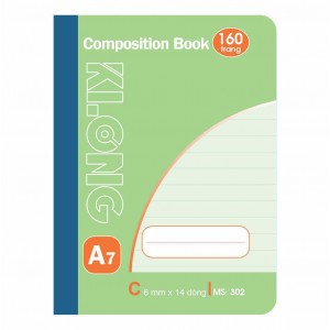 Sổ Bỏ túi loại nhỏ Klong A7 160 trang kẻ ngang may dán gáy bỏ túi tiện lợi, vở Klong MS302