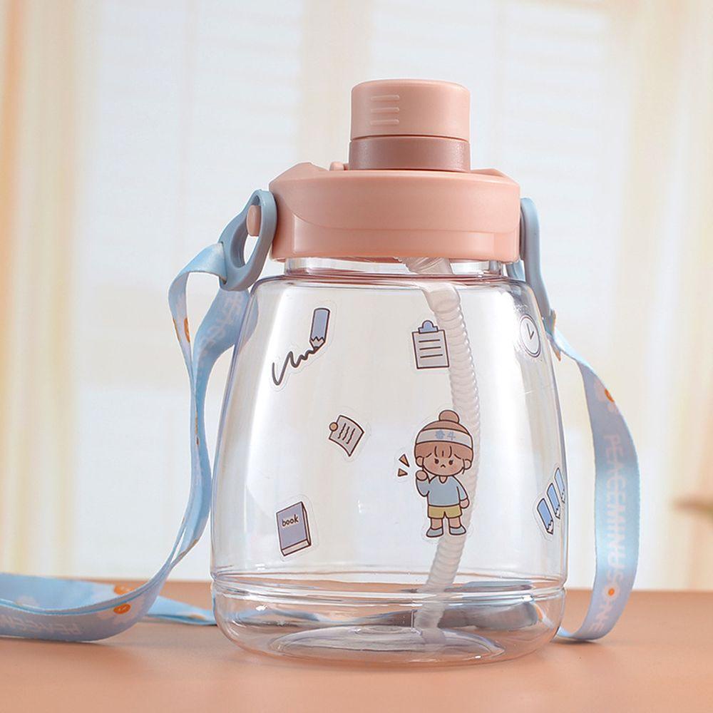 Bình Nước Nắp Lật Chống Rò Rỉ Hình Gấu Màu Xanh Dương Phong Cách Thể Thao