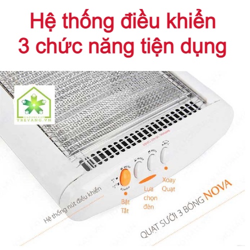 Quạt Sưởi nova - Quạt Sưởi nova Loại 2 Bóng, 3 Bóng, Sử Dụng Bóng Halogen Không Gây Khô Da, Có Lưới Bảo Vệ An Toàn