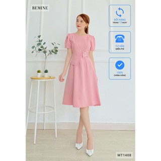 Đầm khoen nịch cổ tròn BEMINE MT1408HONG