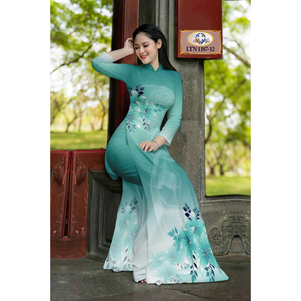 Vải áo dài lụa in 3D chất mịn, họa tiết hoa chìm, thình thật