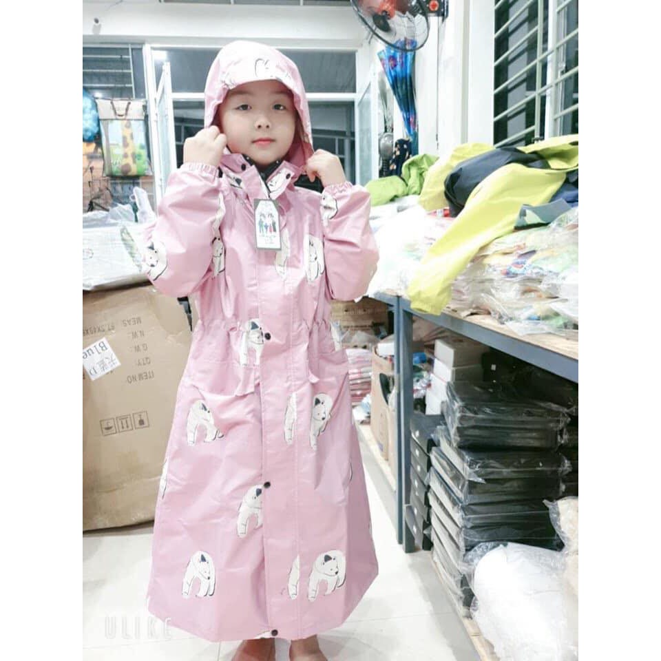 Áo mưa trẻ em dáng dài măng tô 2 lớp thời trang chống mưa gió lạnh mùa đông - Ao mua tre em mangto