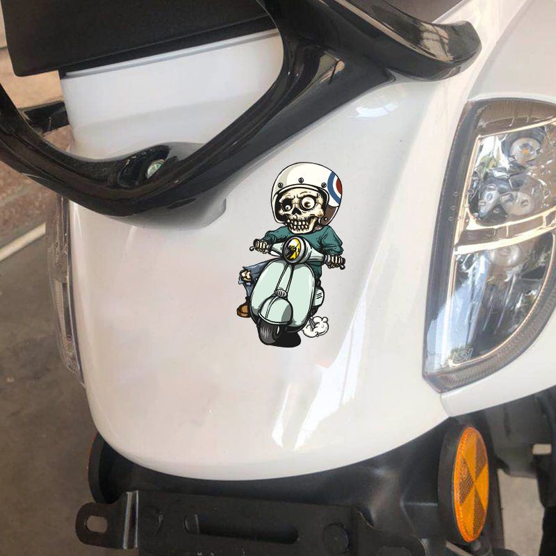 Hộp sọ Nhãn dán Bộ xương Hiệp sĩ Xe máy Phản quang Mặt trước Decal Xe tay ga Hình dán Fender