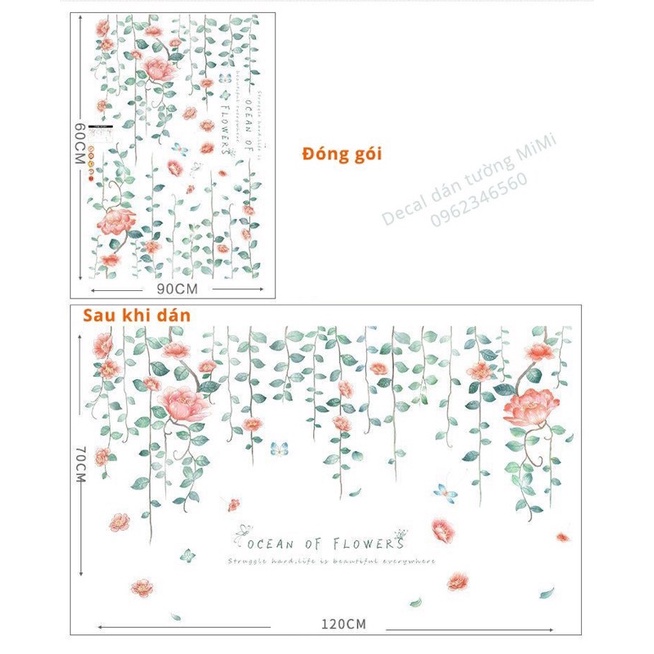 Decal dán tường mẫu tán hoa rủ