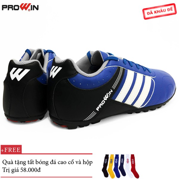 Giày đá bóng Prowin cao cấp 3 sọc màu xanh dương - nhà phân phối chính từ hãng