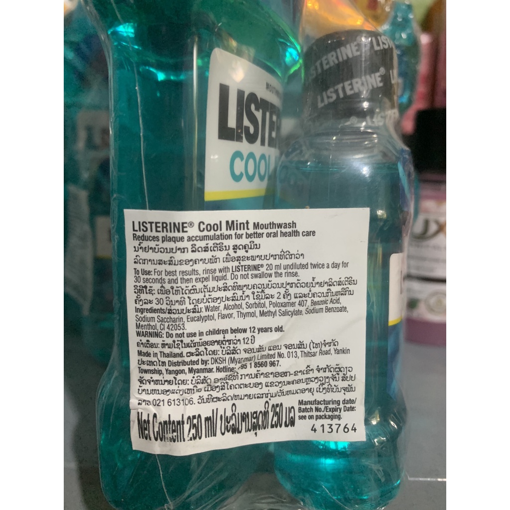 Combo 2 Chai Nước Súc Miệng Listerine ( 250ml tặng kèm chai 80ml) Thái Lan