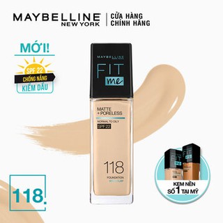 Kem nền maybelline mịn nhẹ kiềm dầu chống nắng #118 30ml