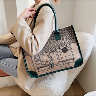 Túi tote vải canvas đeo vai cỡ lớn Starbucks đựng được laptop