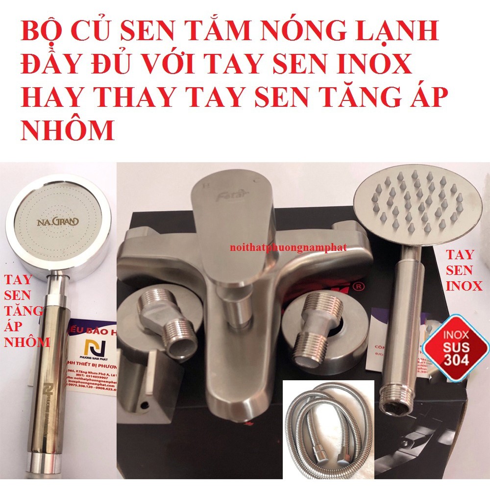 {THAY TĂNG ÁP] Củ Sen Tắm Vòi sen tắm NÓNG LẠNH INOX 304 N2002 Fotar và tay sen inox 304 và dây sen đủ bộ CỦ BÈ