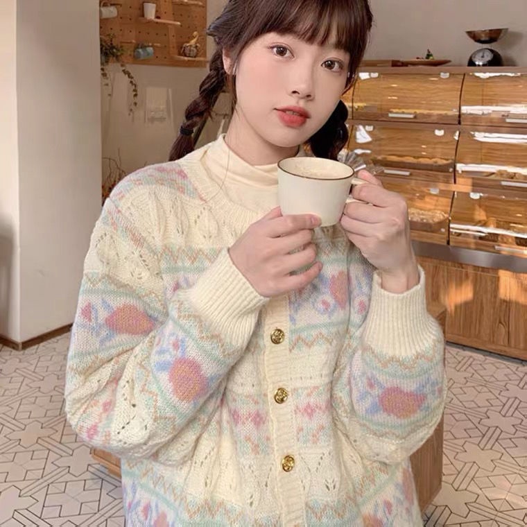 Áo Khoác Len Cardigan Dáng Rộng Thiết Kế Mới Thời Trang Mùa Xuân Theo Phong Cách Nhật Bản Dành Cho Nữ 2021