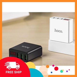 Cốc sạc 3 cổng Hoco C15 3A chính hãng có màn hình LCD