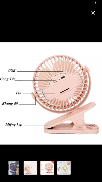 Quạt mini usb Fan clip Bjj 838 size cánh lớn có đèn led - quạt để bàn Fan clip size lơn dung lượng pin cao