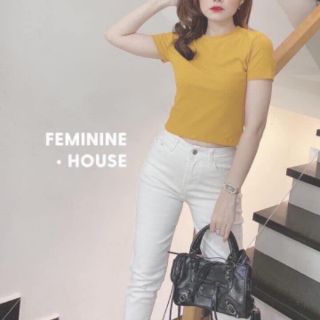 Áo thun croptop phom nhỏ cổ tròn
