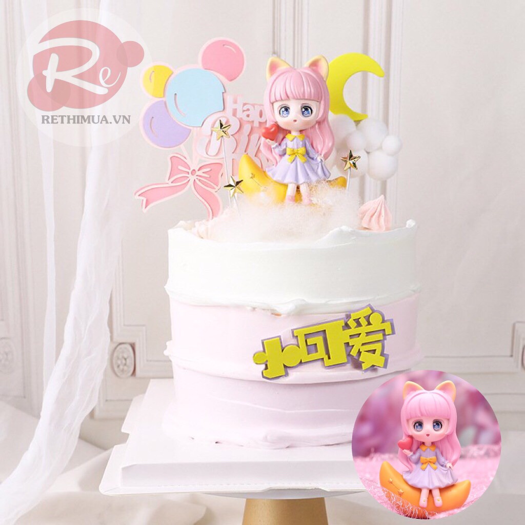 [SIÊU RẺ❤️] – Cô Bé Tim- Trang trí bánh sinh nhật bánh kem