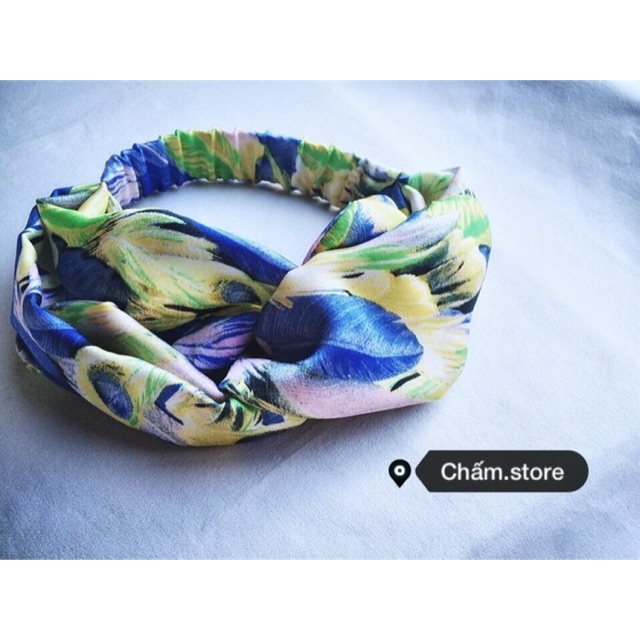 Băng đô lụa-Khăn turban hoạ tiết lông công (designedbyChấm)