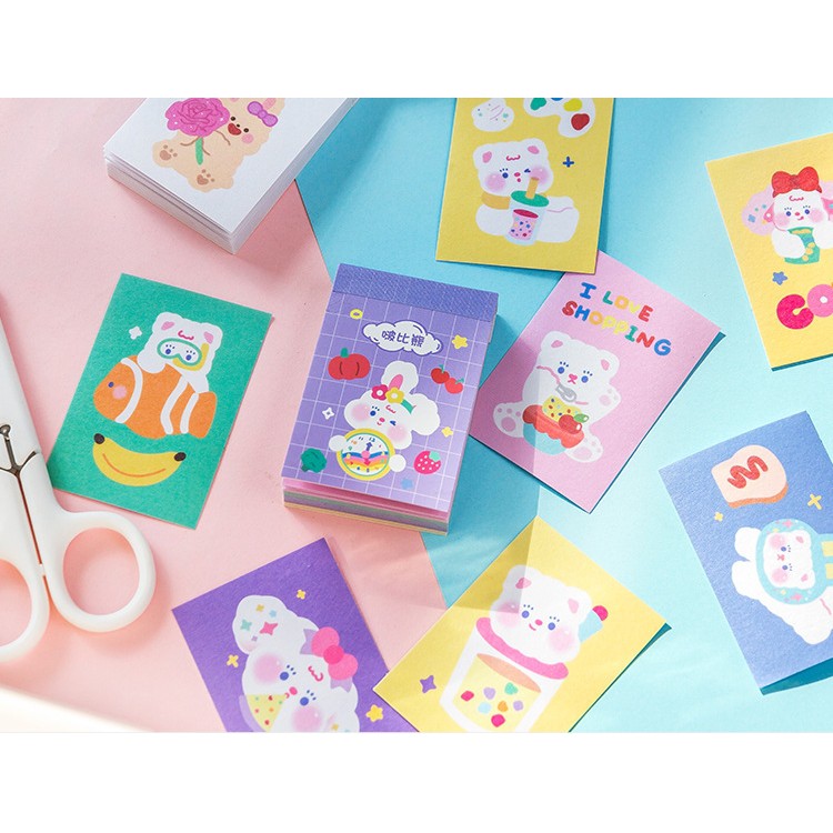 Cuốn 50 miếng sticker mẫu động vật và cô bé đáng yêu