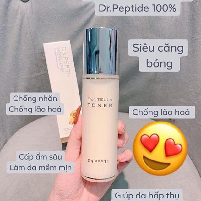 Nước hoa hồng Căng Bóng, Chống Nhăn Làm Sáng Da Centella Toner Dr.Pepti+ 180ml