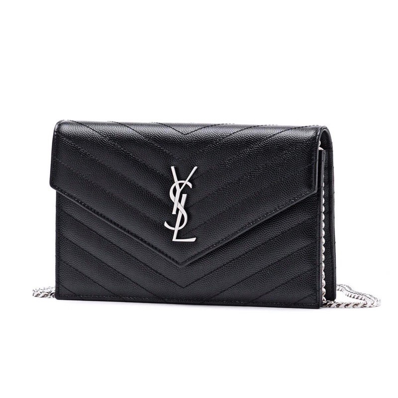 Túi đeo chéo envelop wallet on chain size 19 da hạt khoá bạc hàng cao cấp fullbox hộp