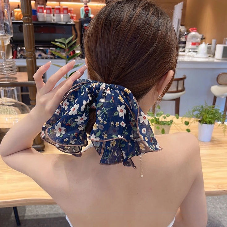 Dây Cột Tóc Cao Su Phối Lưới Phong Cách Hàn Quốc Thời Trang Cho Nữ