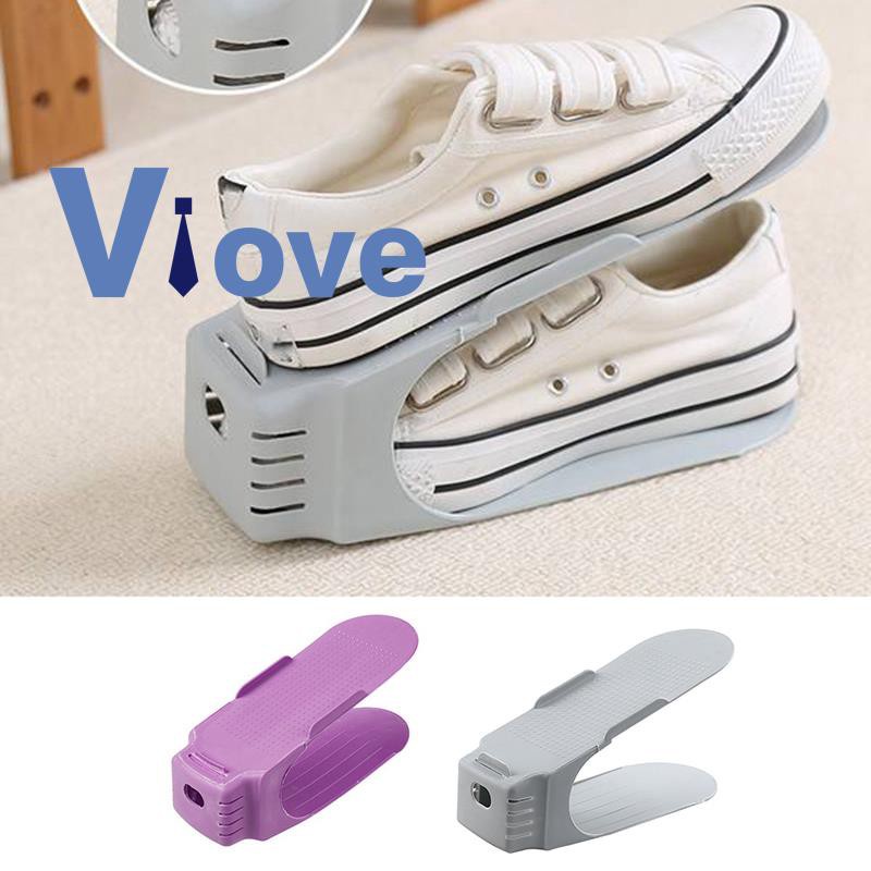 10 Pack Adjustable Holder Stack Shoes Organizer Saver Plastic -Gray