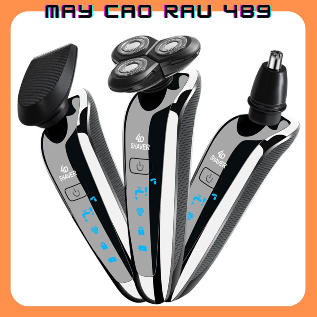 Máy Cạo Râu 4d Shaver 3 Lưỡi Kép Đàn Hồi Tích Hợp Cạo Râu+Tỉa Lông Mũi+Tông Đơ
