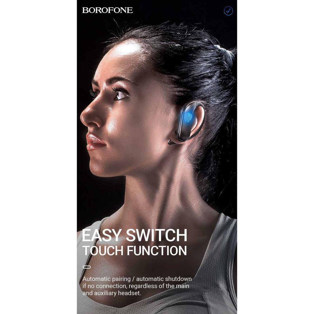 [Mã ELMSBC giảm 8% đơn 300K] Tai nghe Bluetooth TWS Borofone BE33 Rhyme BT V5.0 (Đen) - Hàng chính hãng