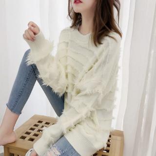 Áo len dáng rộng dài tay tua rua thời trang nữ