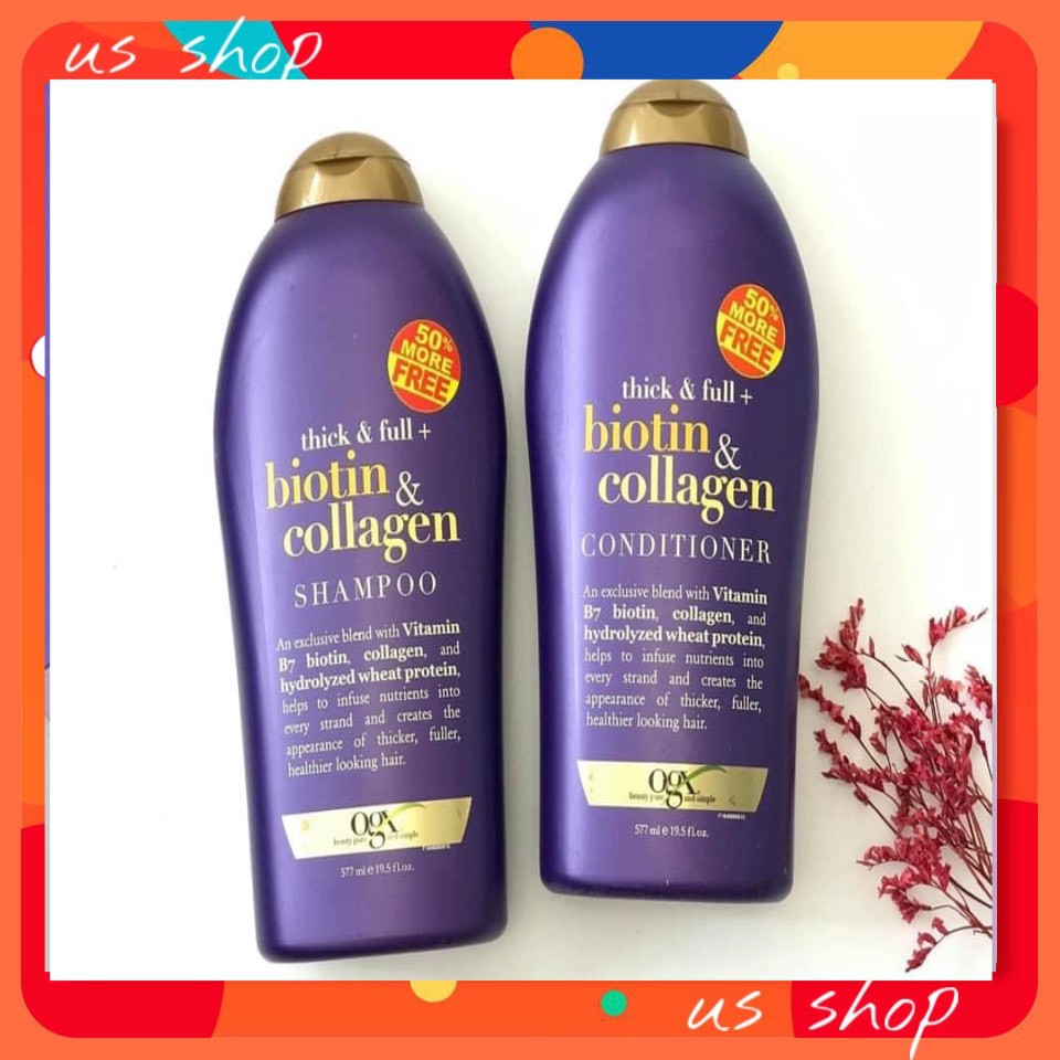 (HOT) COMBO 1 DẦU GỘI + 1 DẦU XẢ BIOTIN COLLAGEN 577ML