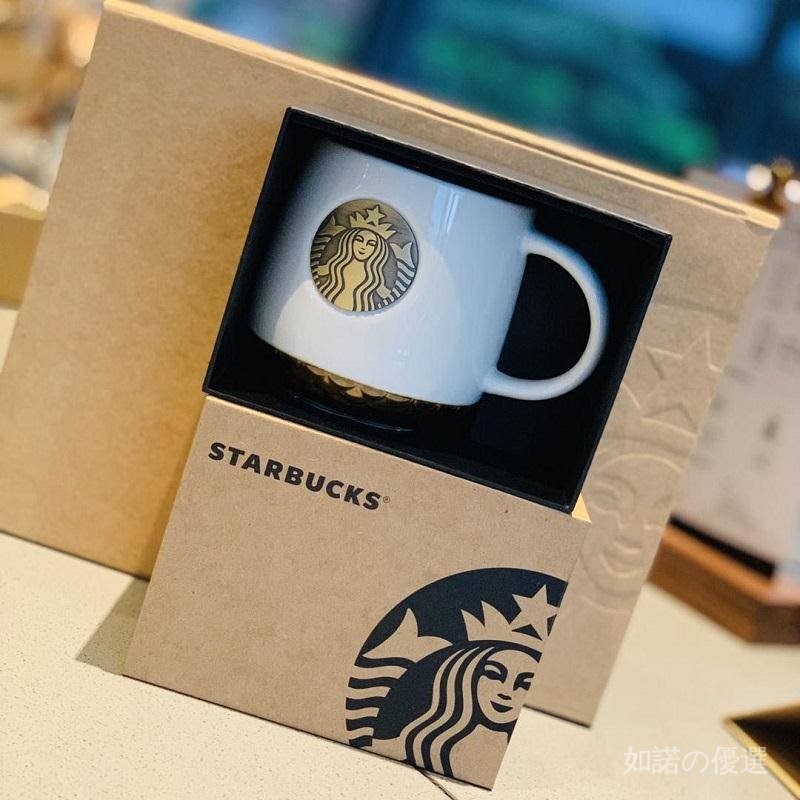 Ly Uống Nước Starbucks Bằng Sứ Màu Trắng Đen Xanh Phong Cách Retro