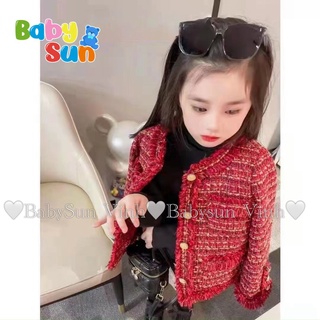 Áo dạ tweed đỏ dành cho bé gái