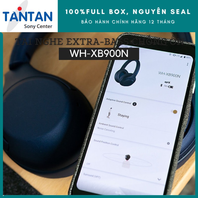 Tai Nghe BLUETOOTH EXTRA-BASS CHỐNG ỒN Sony WH-XB900N | Active Noise-Cancelling - Pin:30h - Điều khiển Cảm Ứng