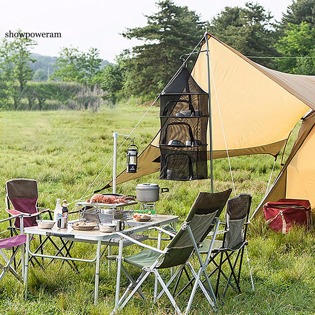 Túi lưới treo phơi đồ 3 tầng có thể gấp gọn tiện dụng