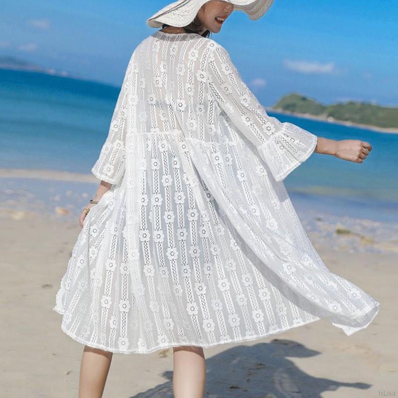 [Lisa]Fashion New Holiday Style Trumpet Sleeves Lace Long Sunscreen Cardigan | BigBuy360 - bigbuy360.vn