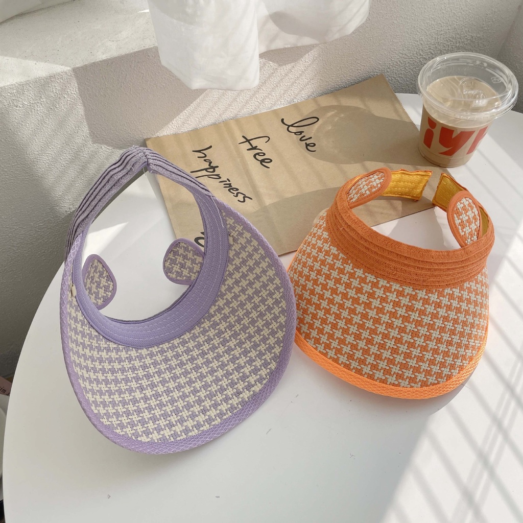 Mũ Cói Hở Chóp Tai Thỏ Chống Nắng Dễ Thương Cho Bé